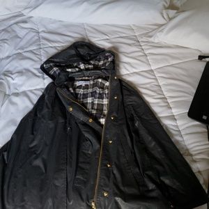 Hooded raincoat cape